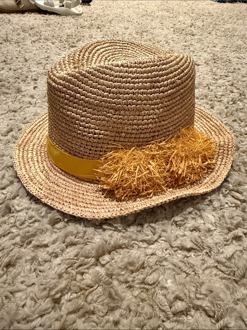 Tory Burch Raffia Sun Hat Yellow Trim